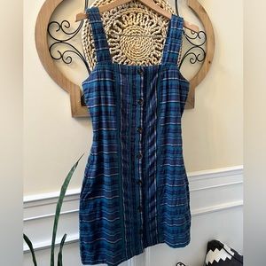 ROXY NWOT blue plaid dress in size Large.